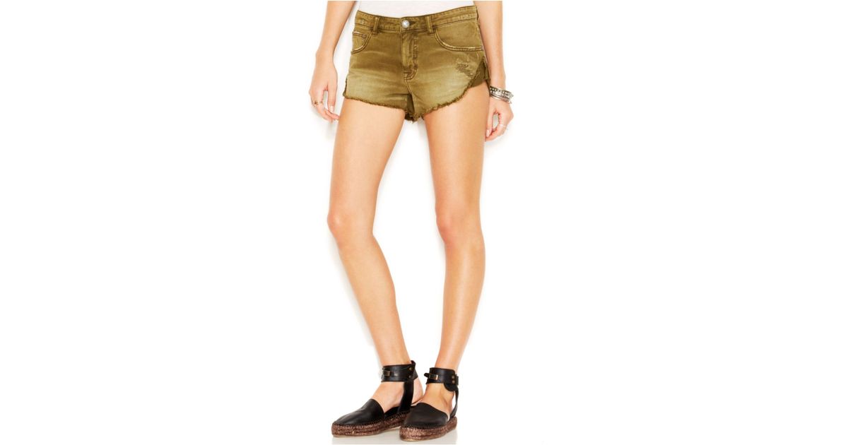army green jean shorts