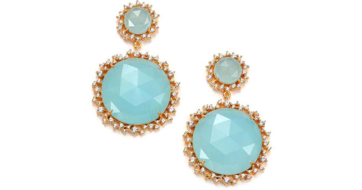 light blue and gold earrings