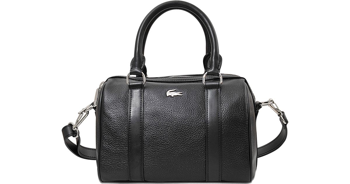 Lacoste Leather Renée Small Boston Bag in Black | Lyst