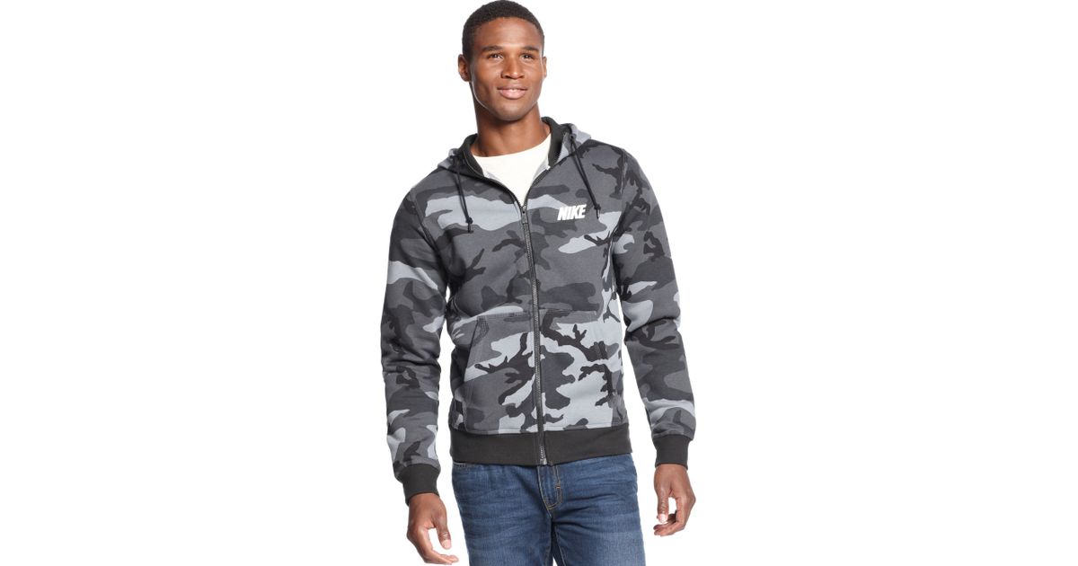 Nike Camo-Print Hoodie in Black/Anthracite (Green) for Men - Lyst