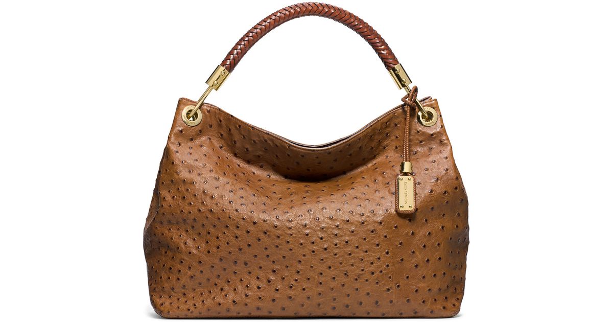 Michael Kors Brown Large Skorpios Ostrich Hobo