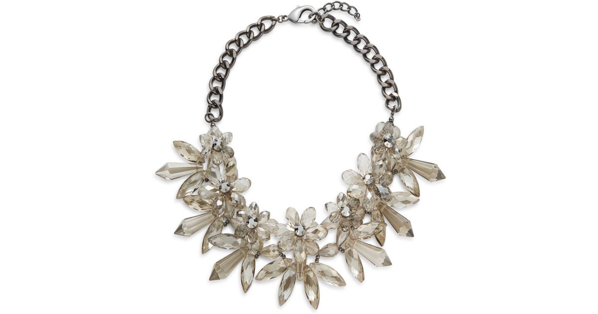 Natasha Couture Spiked Flower Collar Necklace in Metallic