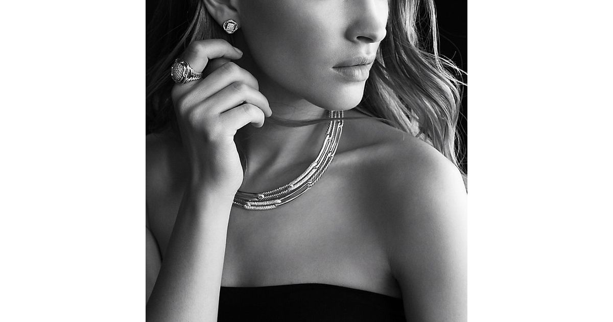 Lyst David Yurman Infinity Earrings With Diamonds In Metallic