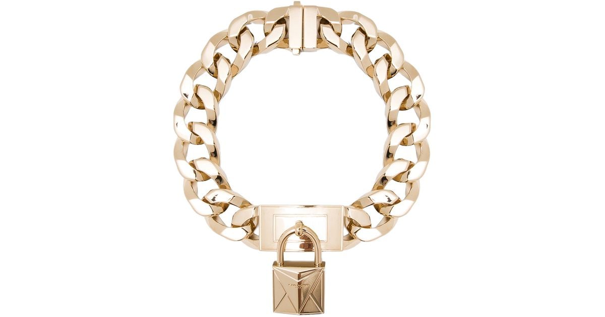Givenchy Chain Necklace with Metal Lock Front in Gold (Metallic) | Lyst