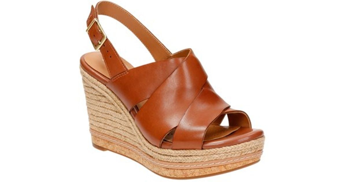 clarks brown wedge sandals