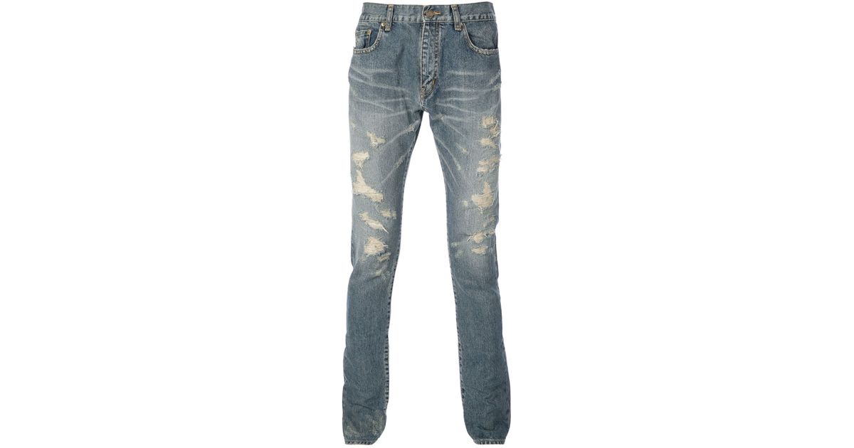 Distressed Skinny Jean in Blue for Men 