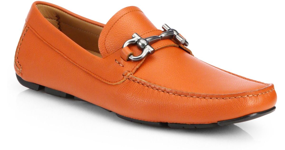 mens orange driving shoes