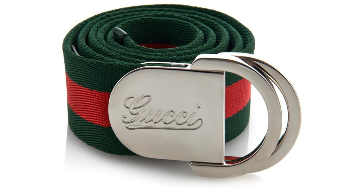 Gucci D-Ring Buckle Woven Belt in Green 