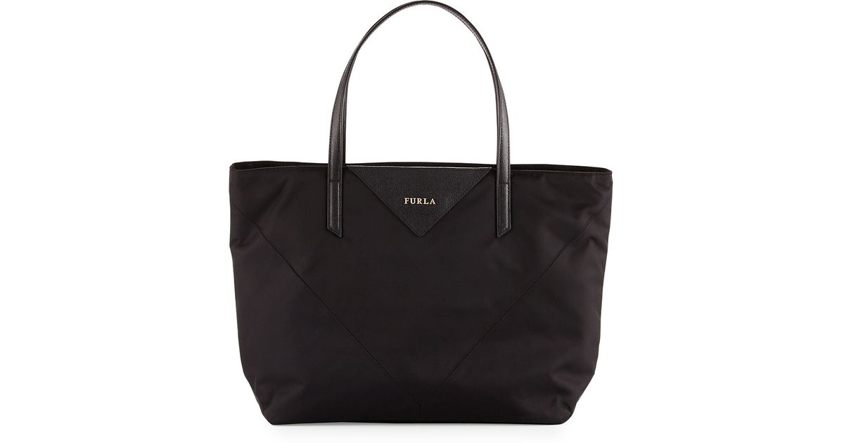 Lyst Furla Calypso Medium Nylon Tote Bag In Black