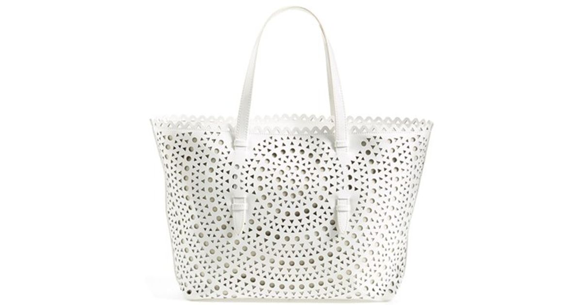 Lyst Sondra Roberts Perforated Leather Tote In White