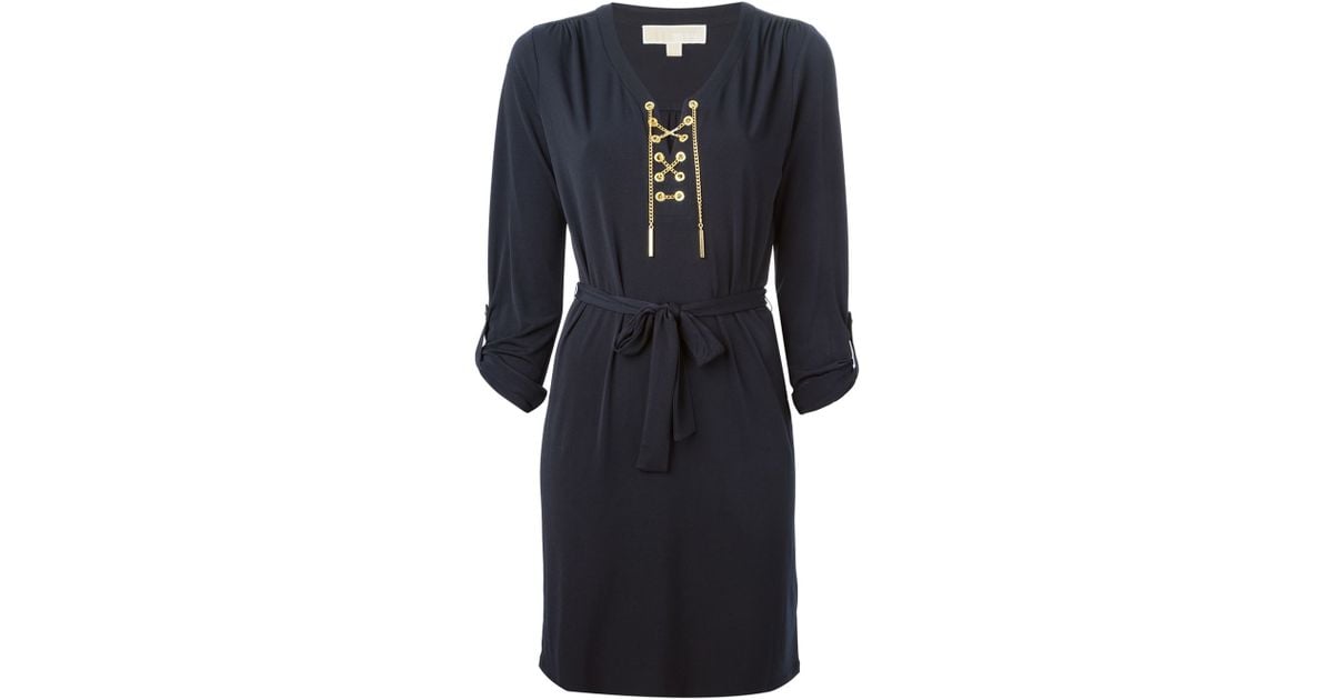 MICHAEL Michael Kors Chain LaceUp Dress in Blue Lyst