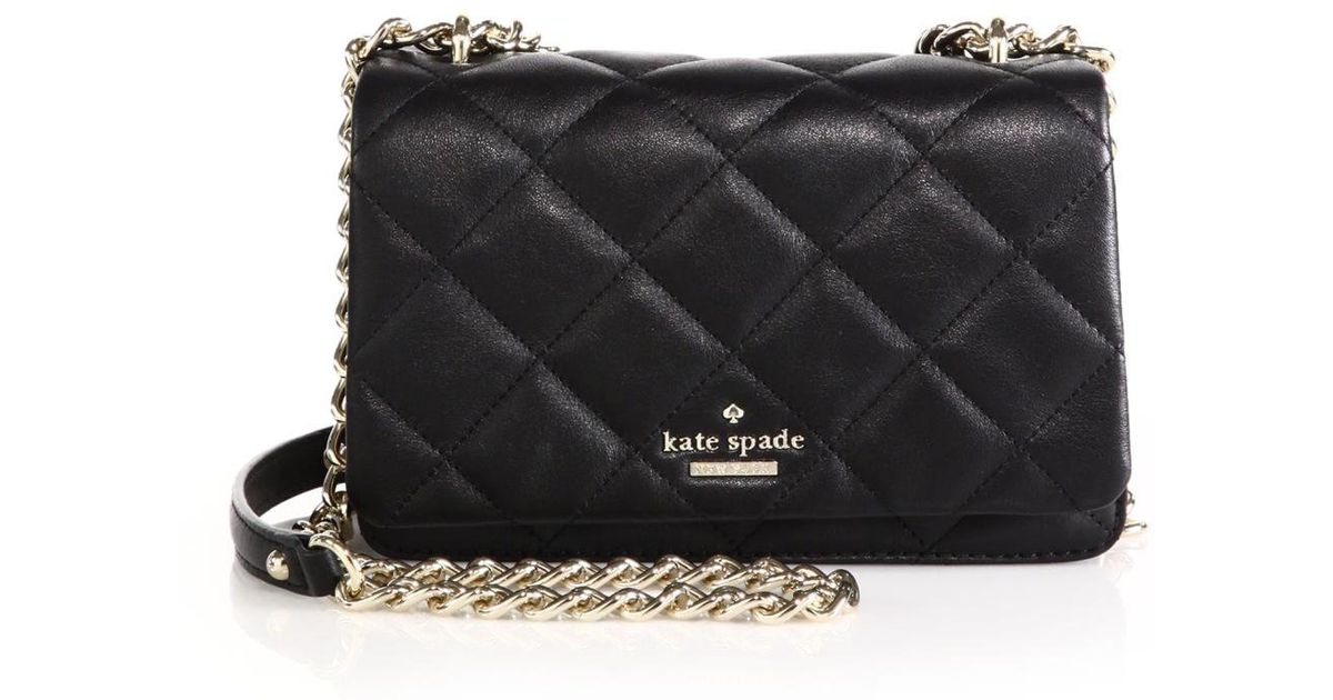 Kate Spade Emerson Place Vivenna Quilted Leather Crossbody Bag in Black |  Lyst