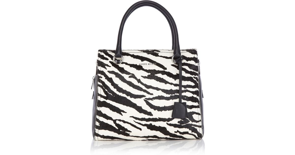 Karen Millen Black Large Graphic Zebra Box Bag Karen Millen Black Large Graphic Zebra Box Bag