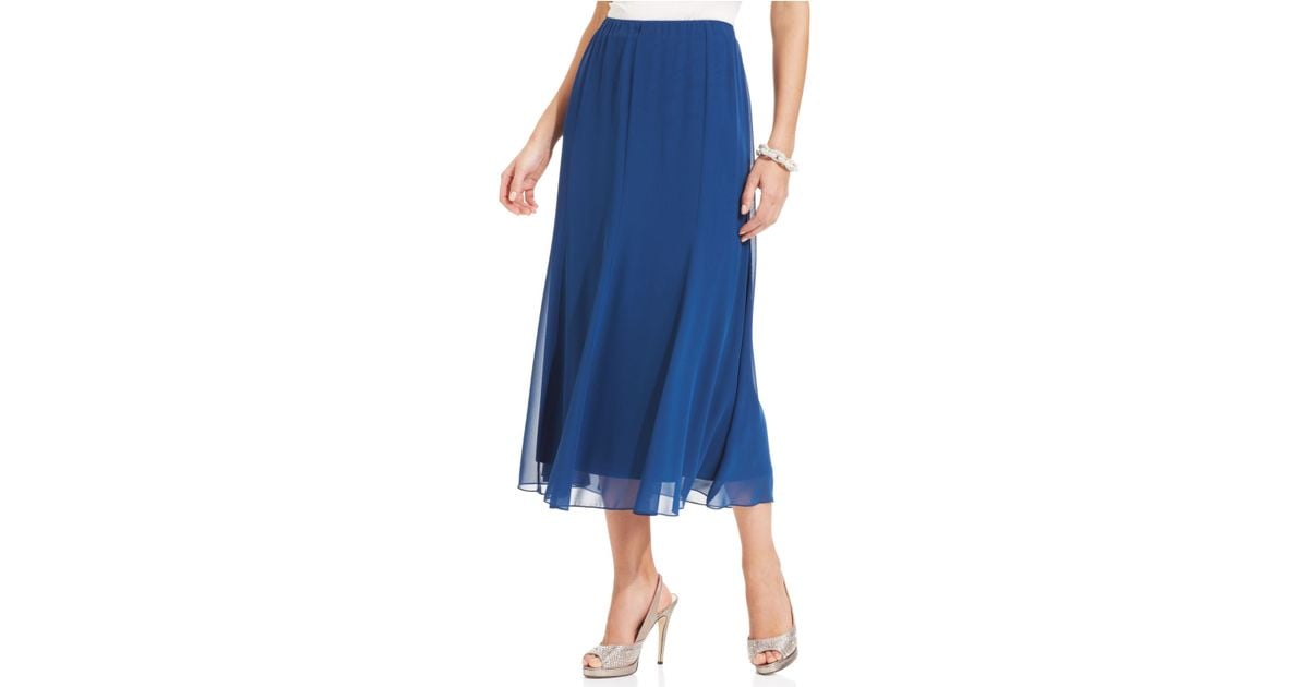 Alex Evenings Chiffon Tea-length Skirt in Blue | Lyst