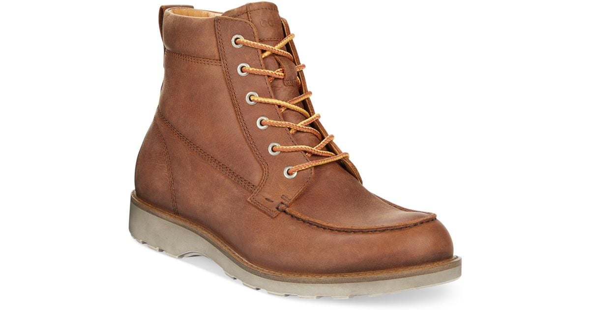Ecco Holbrook Moc Toe Boots in Amber 