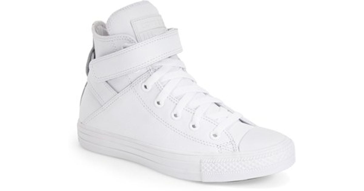 all white leather converse high tops