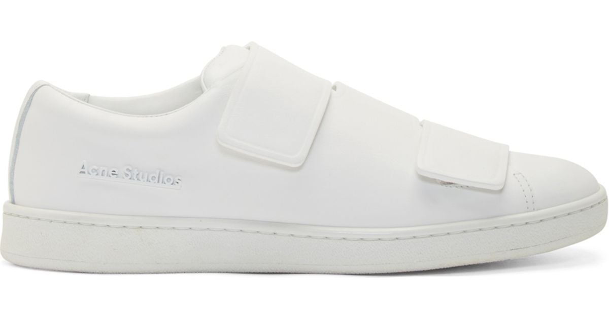White Leather Triple Velcro Sneakers 