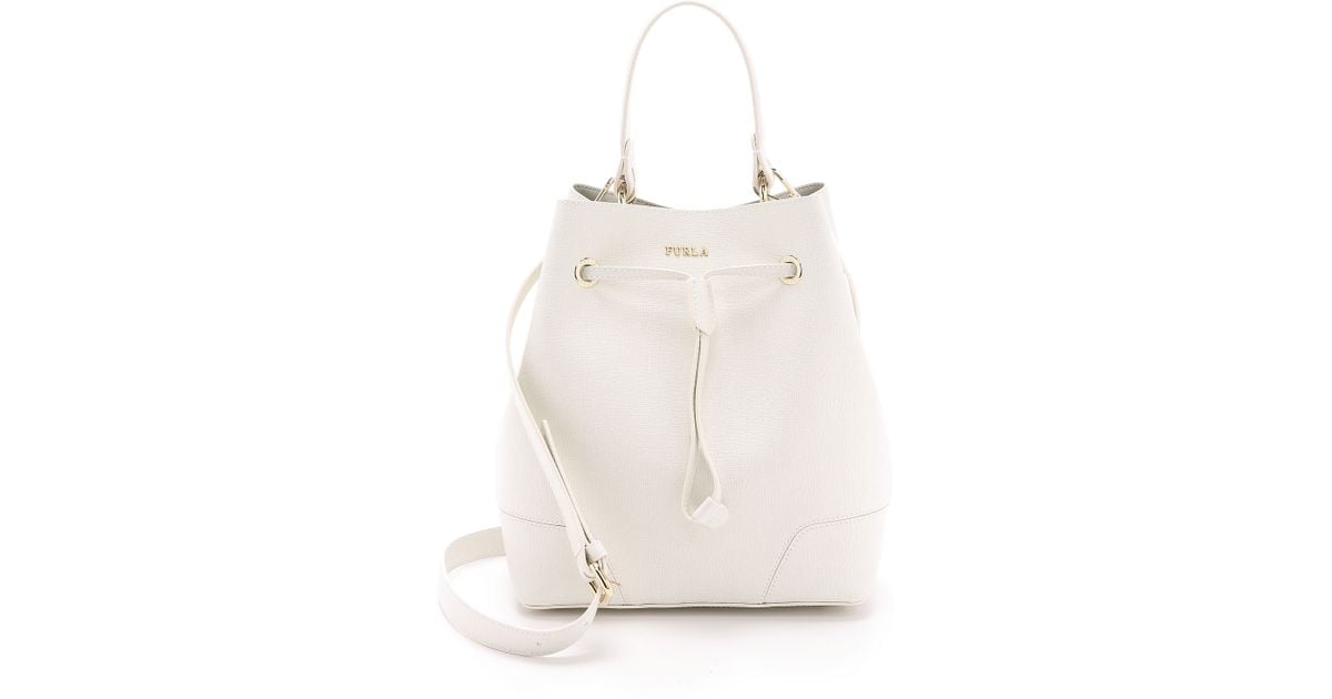 Furla Stacy Drawstring Bucket Bag - White - Lyst