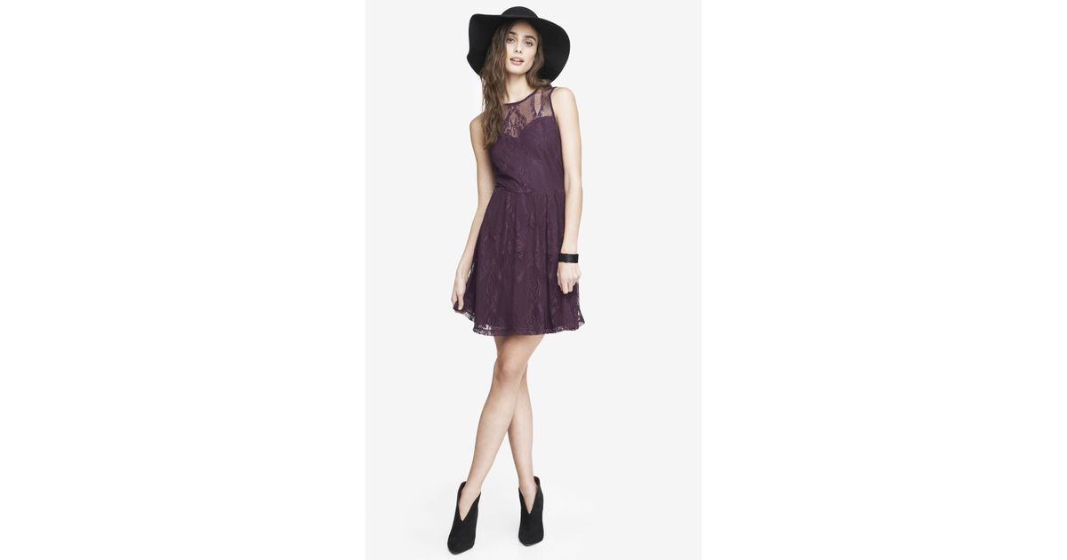 purple lace skater dress