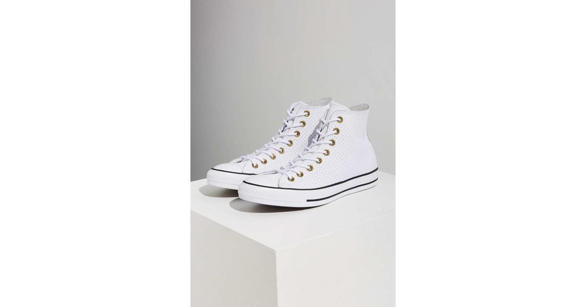 Converse Chuck Taylor Perforated Leather Sneaker in White Lyst