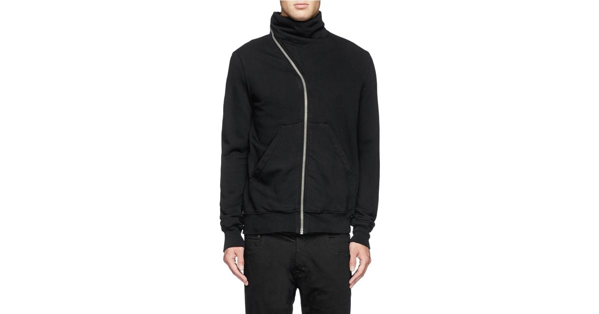 rick owens asymmetric zip hoodie