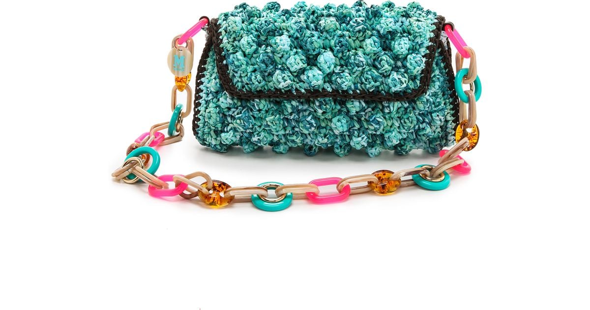 M Missoni Melange Raffia Shoulder Bag in Blue | Lyst