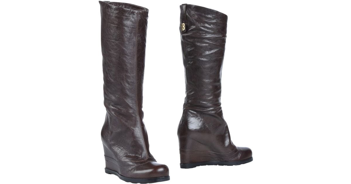 Dirk Bikkembergs Brown Textured Leather Knee High Boots Dirk Bikkembergs Brown Textured Leather Knee High Boots
