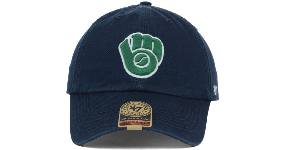 47 Brand Men's Navy Milwaukee Brewers Heritage Clean Up Adjustable Hat