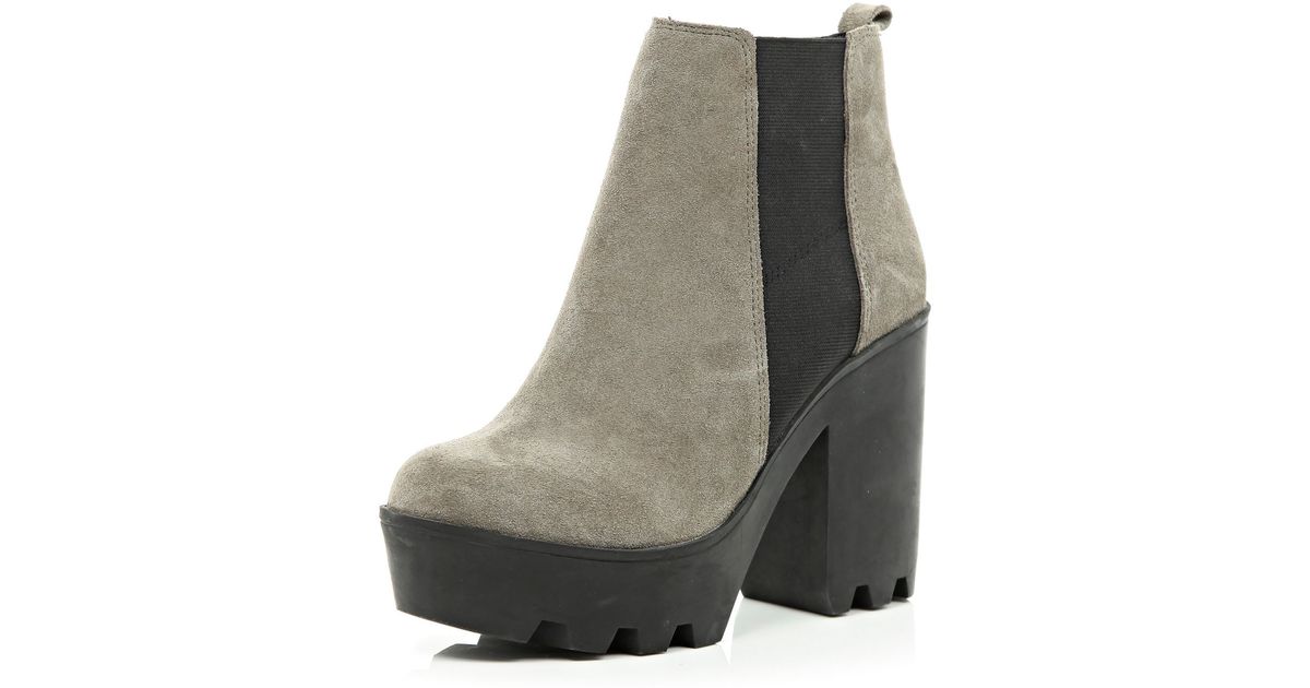 river island block heel chelsea boots