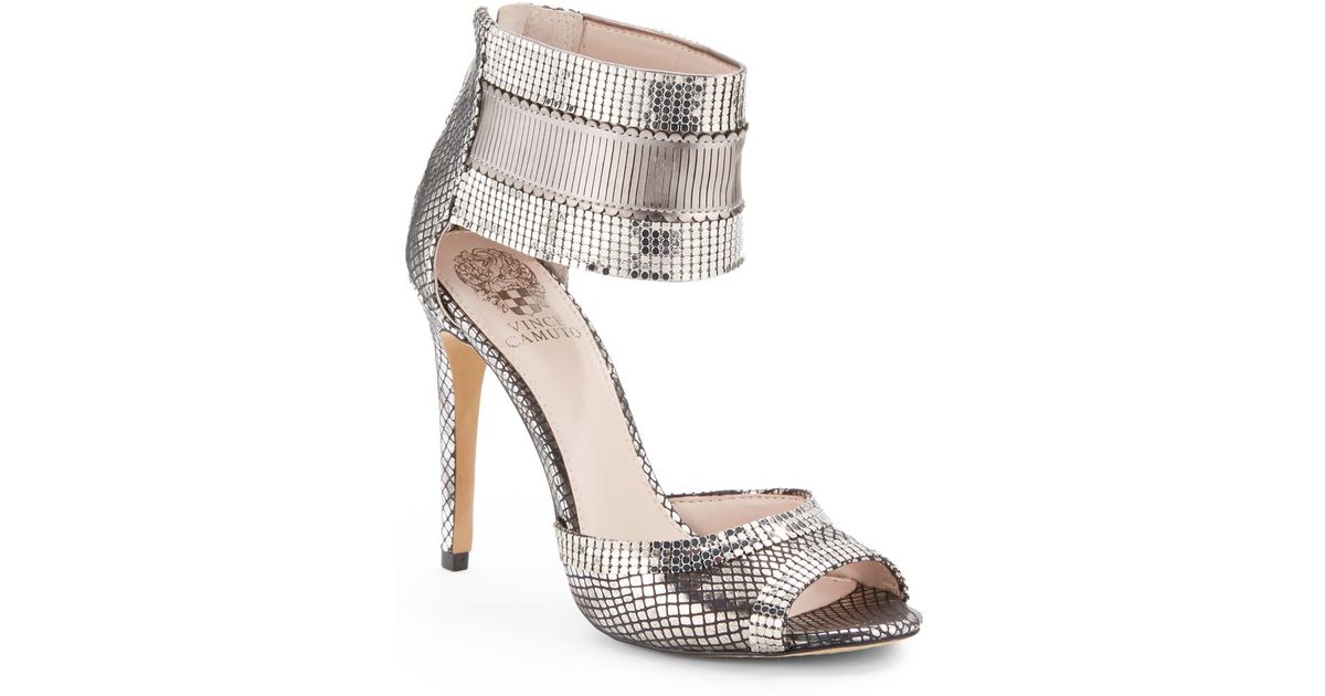 Vince Camuto Leather Latese Sandal heels in Silver (Metallic) - Lyst