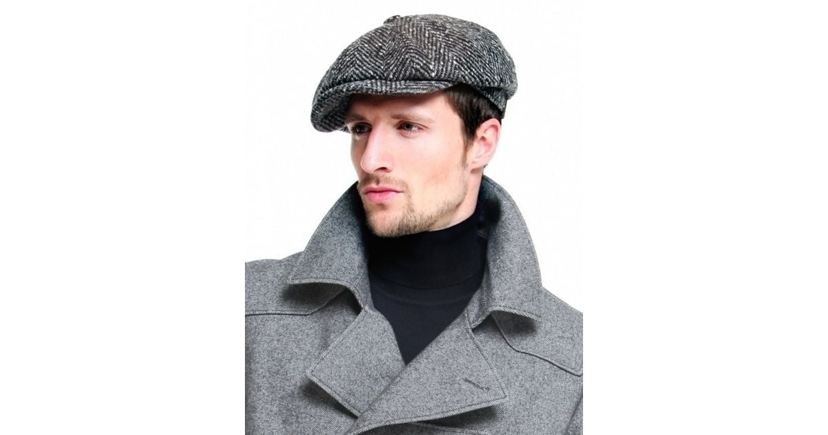 stetson herringbone hatteras flat cap