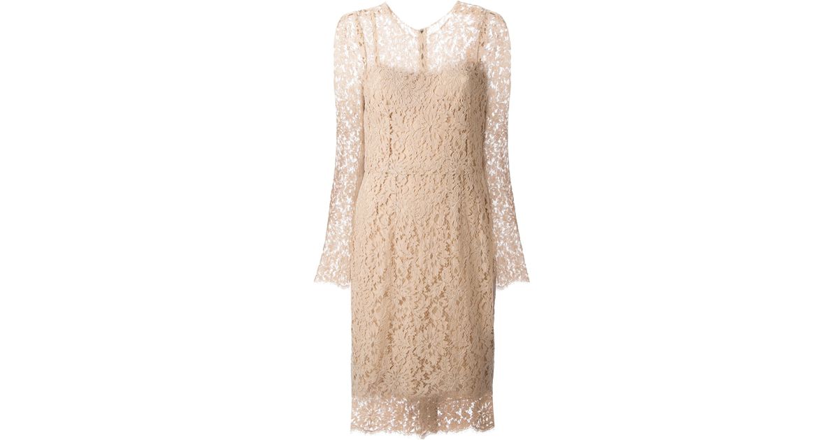 Dolce & Gabbana Lace Dress in Natural - Lyst