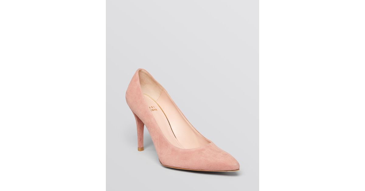 rose suede pumps
