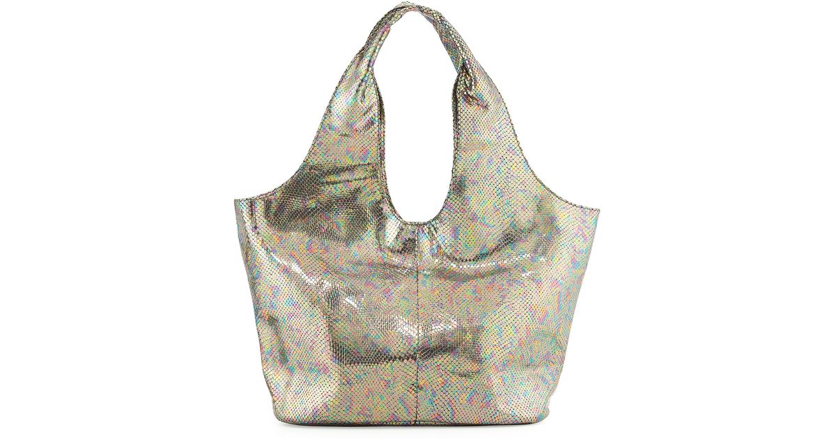 Lyst Romy Gold Iridescent Snake Embossed Hobo Bag In Metallic