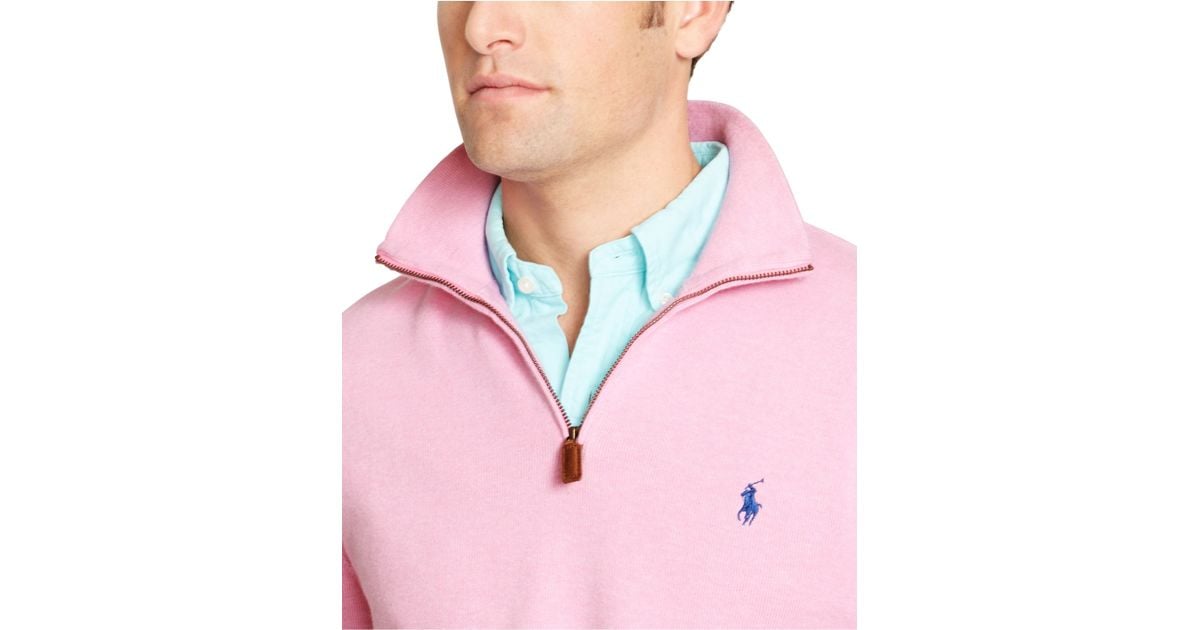 Polo Ralph Lauren French-Rib Half-Zip Pullover in Pink for Men | Lyst