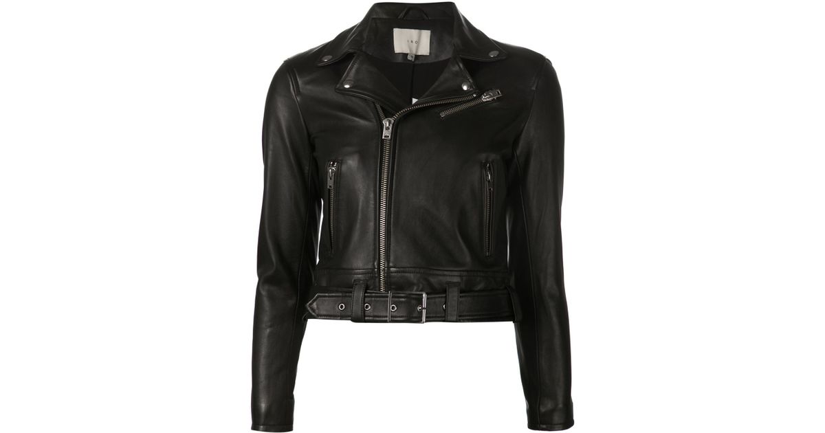 Iro Black Gant Leather Belted Biker Jacket