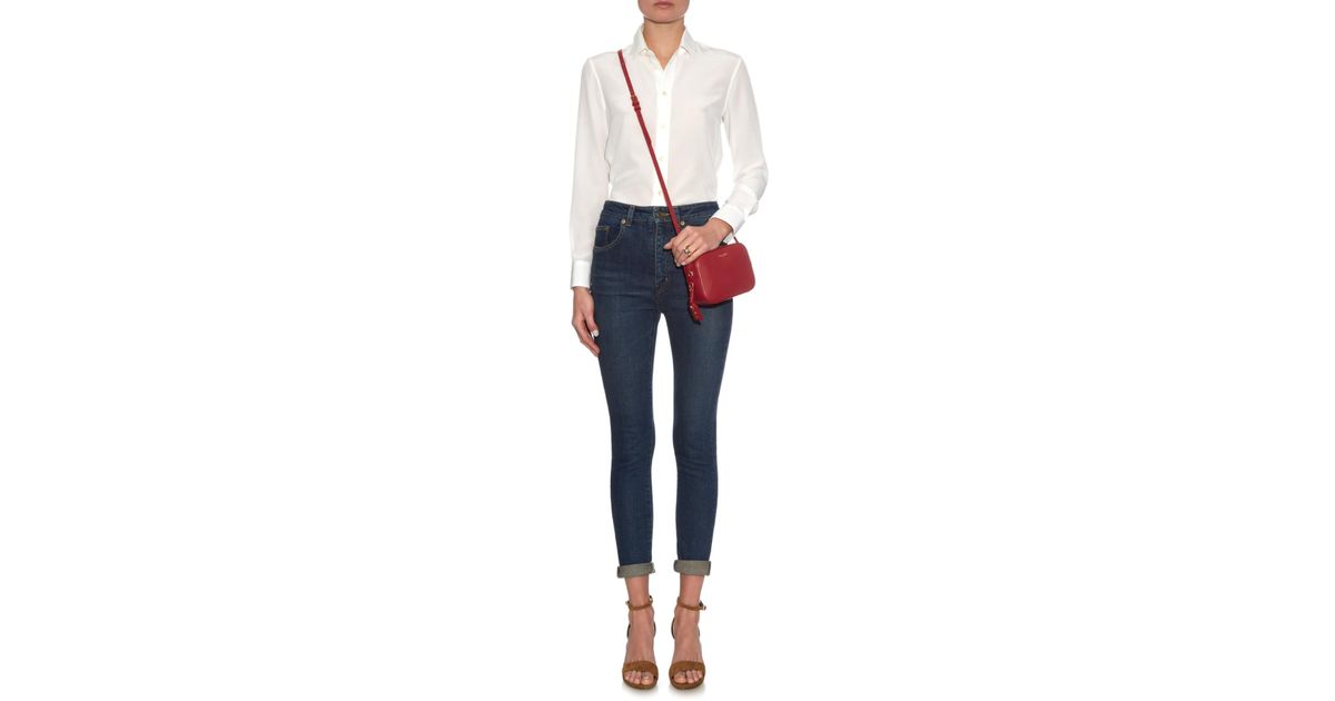 Saint laurent Monogram Small Leather Cross-body Bag in Red | Lyst