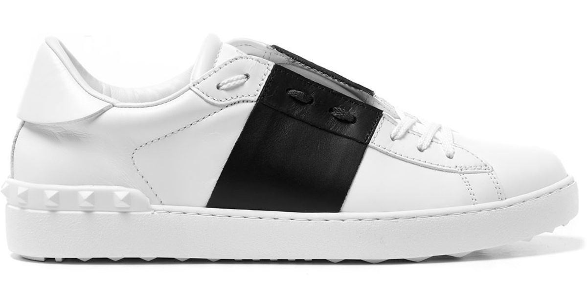 White Tennis Stripe Leather Trainers 