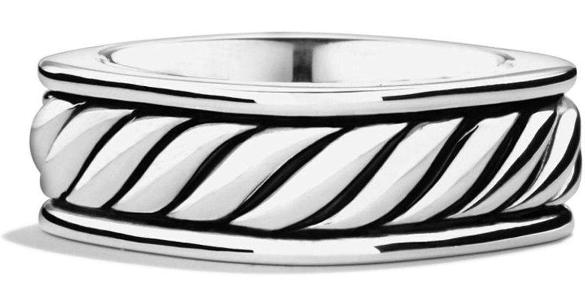 David Yurman Sculpted Cable Narrow Square Band Ring in Silver (Metallic