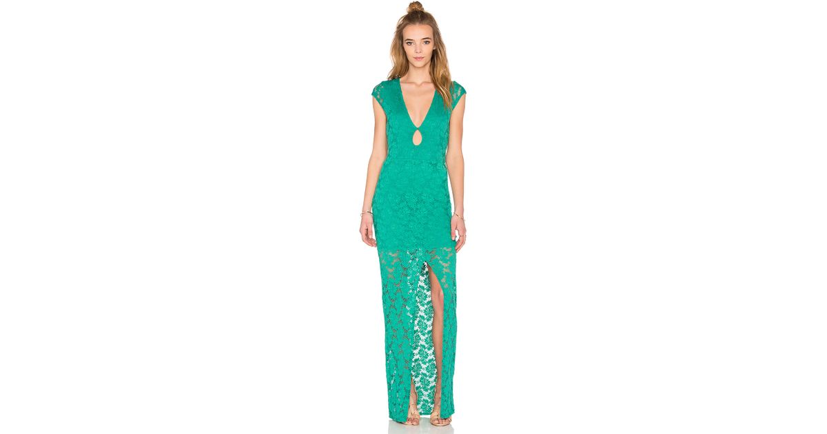 green teardrop lace maxi dress