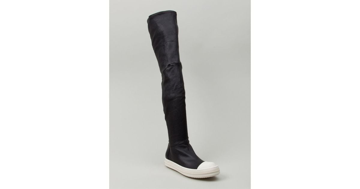 Rick Owens Women's Black Thigh High Sneaker Boots