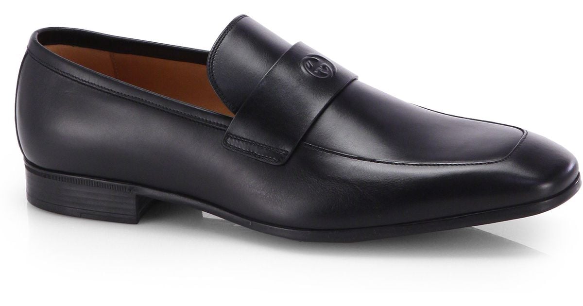 gucci men's black leather loafers