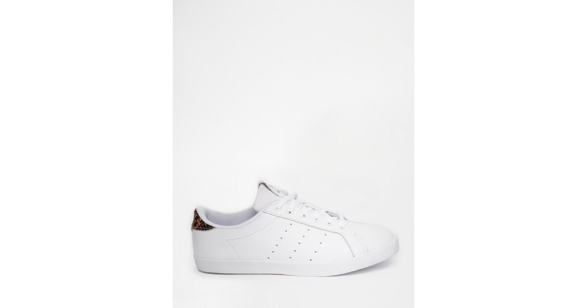 adidas Originals White Miss Stan With Leopard Print Back Sneakers | Lyst