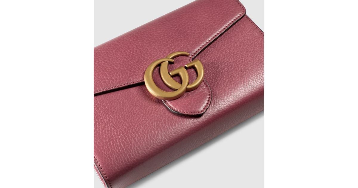 Gucci Gg Marmont Leather Chain Wallet in Purple - Lyst