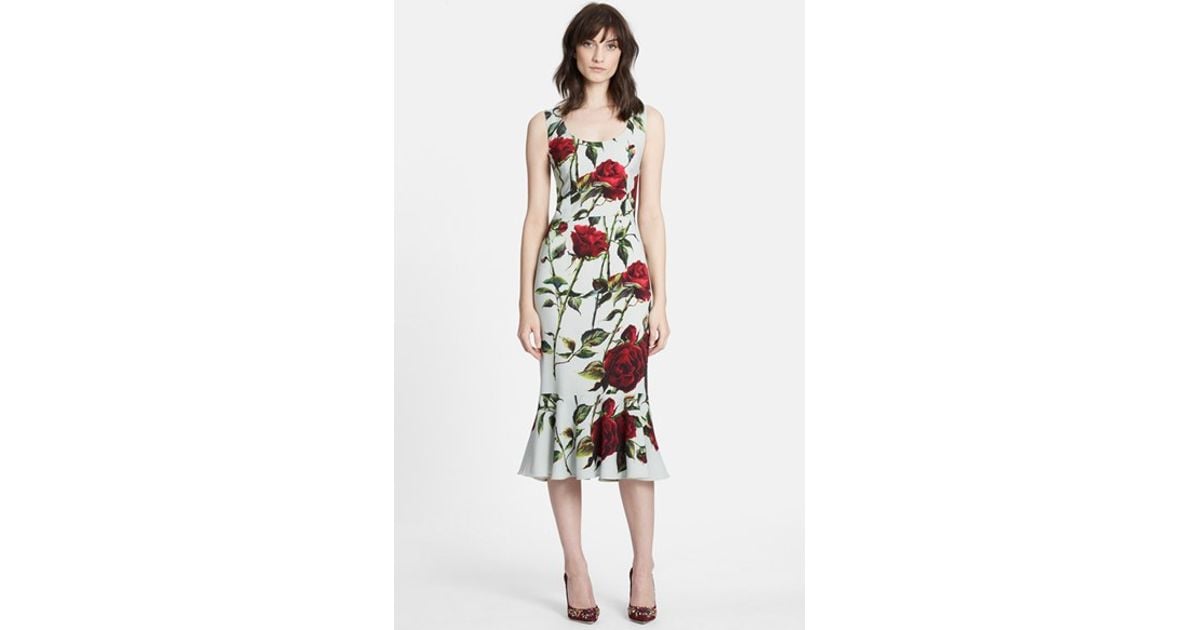 dolce gabbana red rose dress