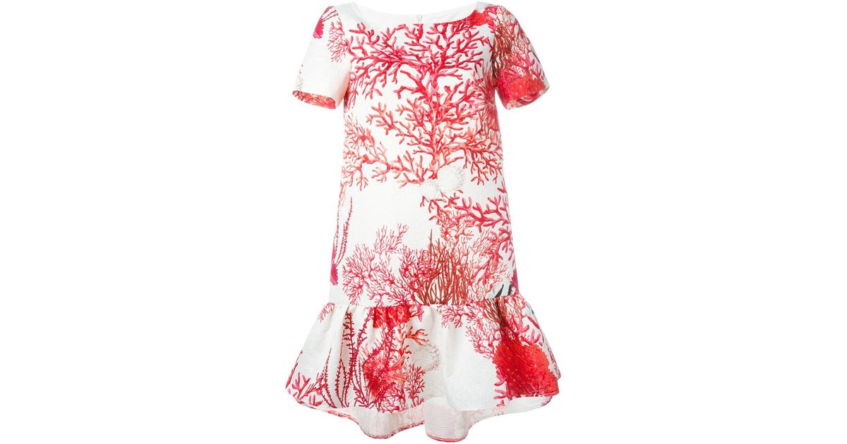 coral print dress