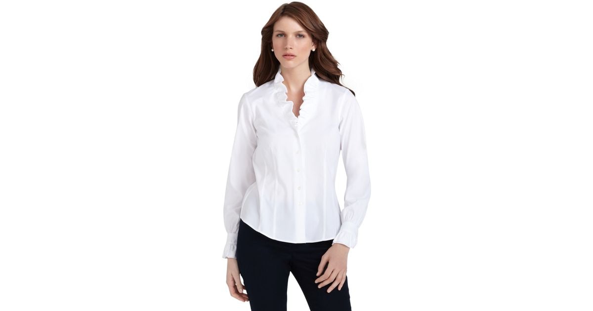 Brooks Brothers Cotton Petite Non-iron Ruffle Collar Dress Shirt in ...