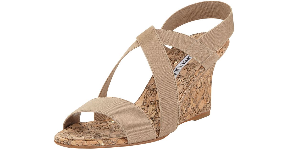 beige cork wedges