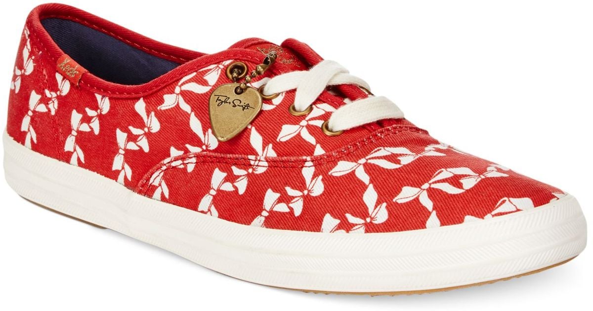 Keds Red Womens Limited Edition Taylor Swift Champion Bow Stripe Sneakers