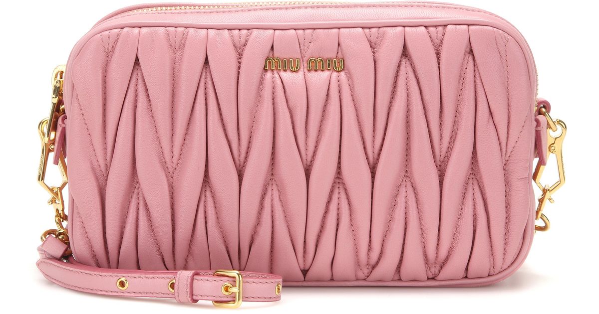 Miu Miu // Pink Leather Matelassé Shoulder Bag – VSP Consignment